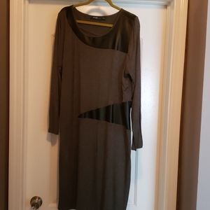 Vintage Eloquii Gray and Black Faux leather dress